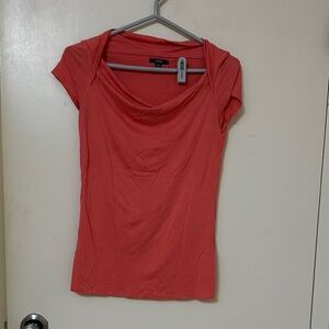 Jacob Coral Pink Cap Sleeve Fitted Blouse